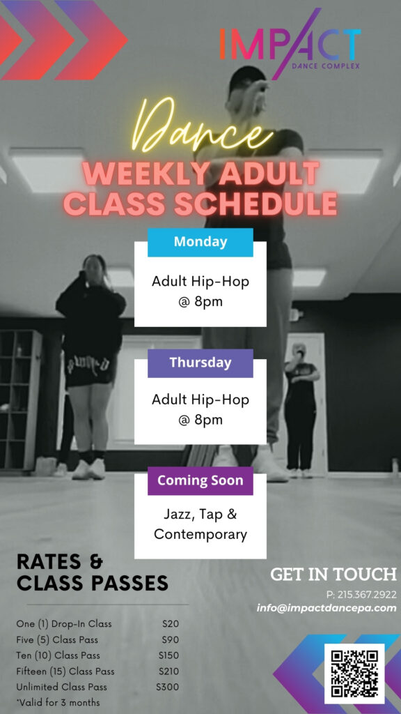 adult dance class schedule Impact Dance Complex Doylestown Bucks County, Pennsylvania